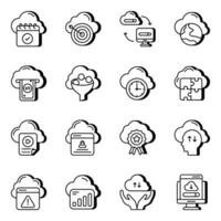 paquete de iconos lineales de dispositivos en la nube vector