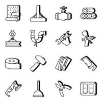 Pack of Repair Equipment Linear Icons vector