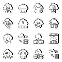 Pack of Cloud Technology and Services Linear Icons vector