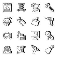 Pack of Construction Equipment Linear Icons vector