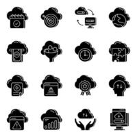 Pack of Cloud Devices Solid  Icons vector