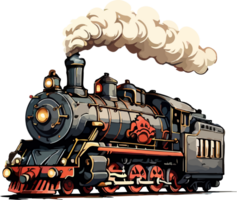 Steam Locomotive Train Illustration Mascot AI Generative png