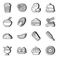 Pack of Vegetables Linear Icons vector