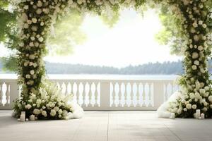 AI Generated Wedding arch with flowers photo