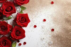 AI Generated Luxury Roses Background with Copy Space photo