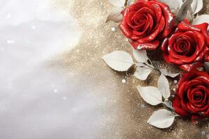 AI Generated Luxury Roses Background with Copy Space photo