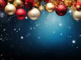 AI Generated Christmas Background with Baubles and copy space photo