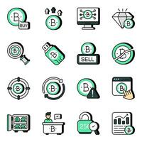 Pack of Bitcoin and Crypto Flat Icons vector