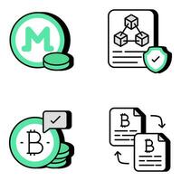 Pack of Cryptocurrency and Blockchain Flat Icons vector