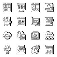 Pack of Search Engine Optimization Linear Icons vector