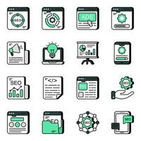 Pack of Seo and Technology Flat Icons vector