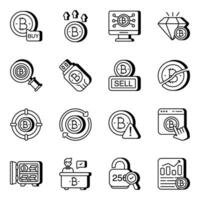 Pack of Bitcoin and Crypto Linear Icons vector