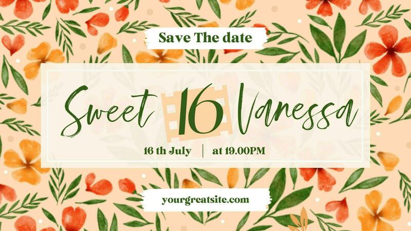 Floral Sweet 16 Invitation Twitter Post