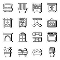 Pack of Furniture Linear  Icons vector