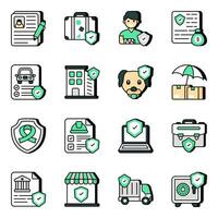 Pack of Protection Flat Icons vector