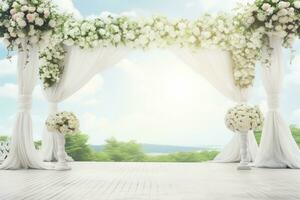 AI Generated Wedding arch with flowers photo