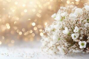 AI Generated Flower Background with Bokeh Lights and Copy Space photo