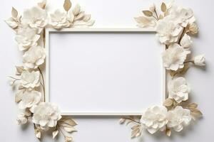 AI Generated flowers on white with copy space photo