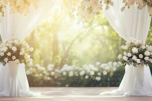 ai generado Boda arco con flores foto