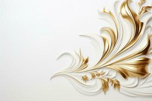 AI Generated luxury golden ornaments on white photo