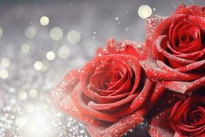 AI Generated Luxury Roses Background with Copy Space photo