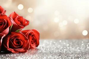AI Generated Luxury Roses Background with Copy Space photo