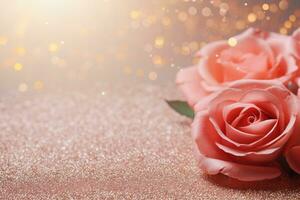 AI Generated Luxury Roses Background with Copy Space photo