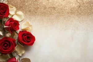 AI Generated Luxury Roses Background with Copy Space photo