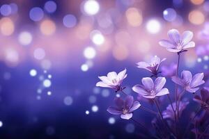 AI Generated purple flower background with copy space photo