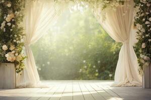 ai generado Boda arco con flores foto