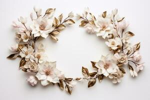 AI Generated flowers on white with copy space photo
