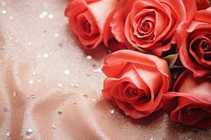 AI Generated Luxury Roses Background with Copy Space photo