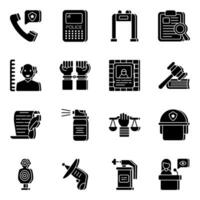 Pack of Law and Equity Solid Icons vector