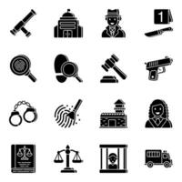 Pack of Law Solid Icons vector