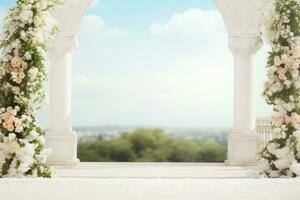 AI Generated Wedding arch with flowers photo