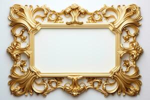 AI Generated Golden Frame Design with copy space photo