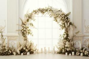 AI Generated wedding arch with flowers photo
