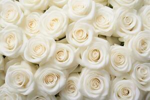 AI Generated White roses background photo