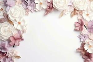 AI Generated flowers on white with copy space photo