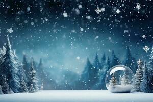 AI Generated Winter Christmas background with copy space photo