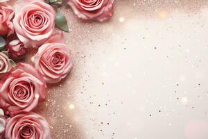 AI Generated Luxury Roses Background with Copy Space photo