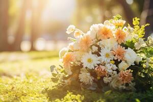 ai generado al aire libre flor antecedentes a tiempo de día foto