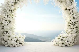 AI Generated wedding arch with flowers photo