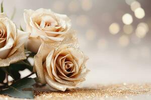AI Generated Luxury Roses Background with Copy Space photo
