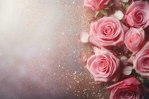 AI Generated Luxury Roses Background with Copy Space photo
