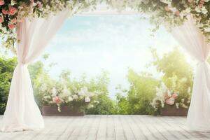 AI Generated Wedding arch with flowers photo