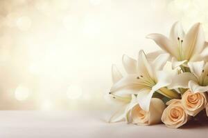 AI Generated Elegant Flower Background with Copy Space photo