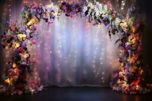 AI Generated Wedding Arch with Flowers photo