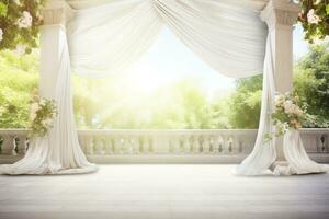 ai generado Boda arco con flores foto