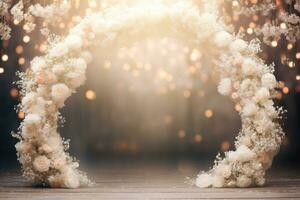 AI Generated Wedding Arch with Flowers photo